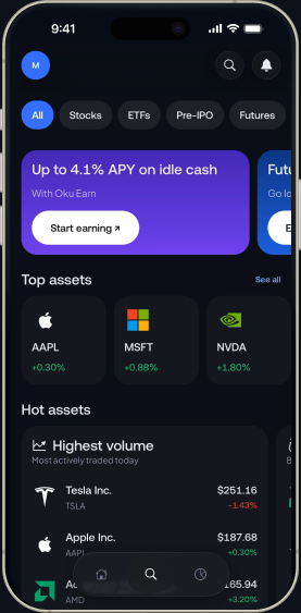 Oku mobile investing dashboard